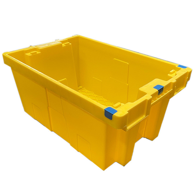 60 X 40 X 27.5 সেমি HDPE হলুদ প্লাস্টিক মুভিং ক্রেট নেস্টেবল প্লাস্টিকের ক্রেট