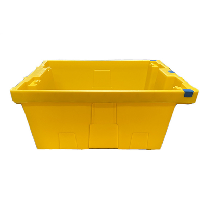 100% HDPE হলুদ মুভিং প্লাস্টিক ক্রেট 600 X 400 X 275 মিমি হেভি ডিউটি ​​টেকসই EU বক্স