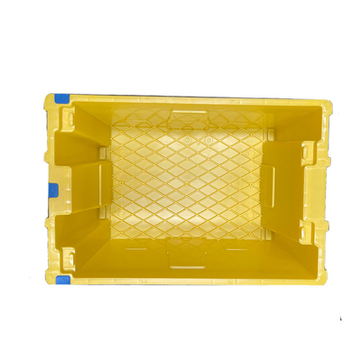 100% HDPE হলুদ মুভিং প্লাস্টিক ক্রেট 600 X 400 X 275 মিমি হেভি ডিউটি ​​টেকসই EU বক্স