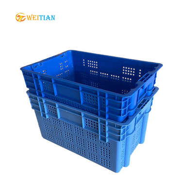 600 X 400 প্লাস্টিক মুভিং ক্রেট 100% HDPE ব্লু ফুড গ্রেড প্লাস্টিক আপেল ক্রেট