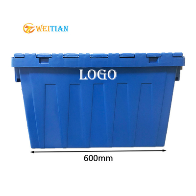 60L পুনঃব্যবহারযোগ্য প্লাস্টিক মুভিং বক্স অ্যান্টি স্লিপ হাইজিন এইচডিপিই লোড 50 কেজি