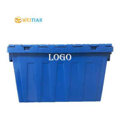600x400x350 প্লাস্টিক লজিস্টিক বক্স 60L নেস্টেবল প্লাস্টিক ক্রেট লোড 70Kg